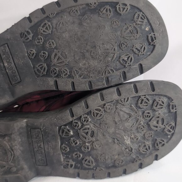 T.U.K. 2013 Anarchic Boots Plaid Red Black Lace Up Women's 9 T2192 7 Eye Punk - Picture 13 of 16